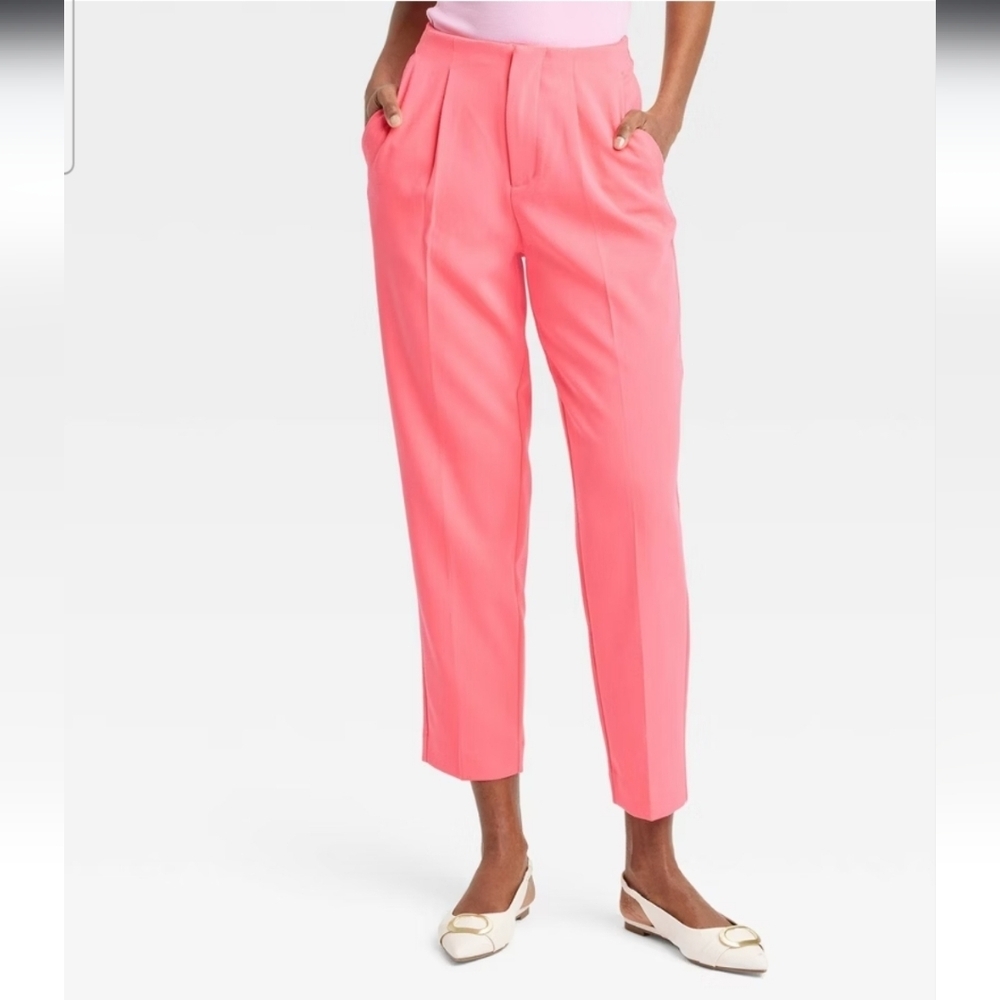 Women's High-Rise Tailored Trousers - A New Day Coral 12